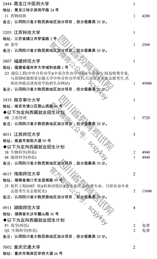 四川 - 关于普通高校本科第一批录取未完成计划院校第二次征集志愿的通知